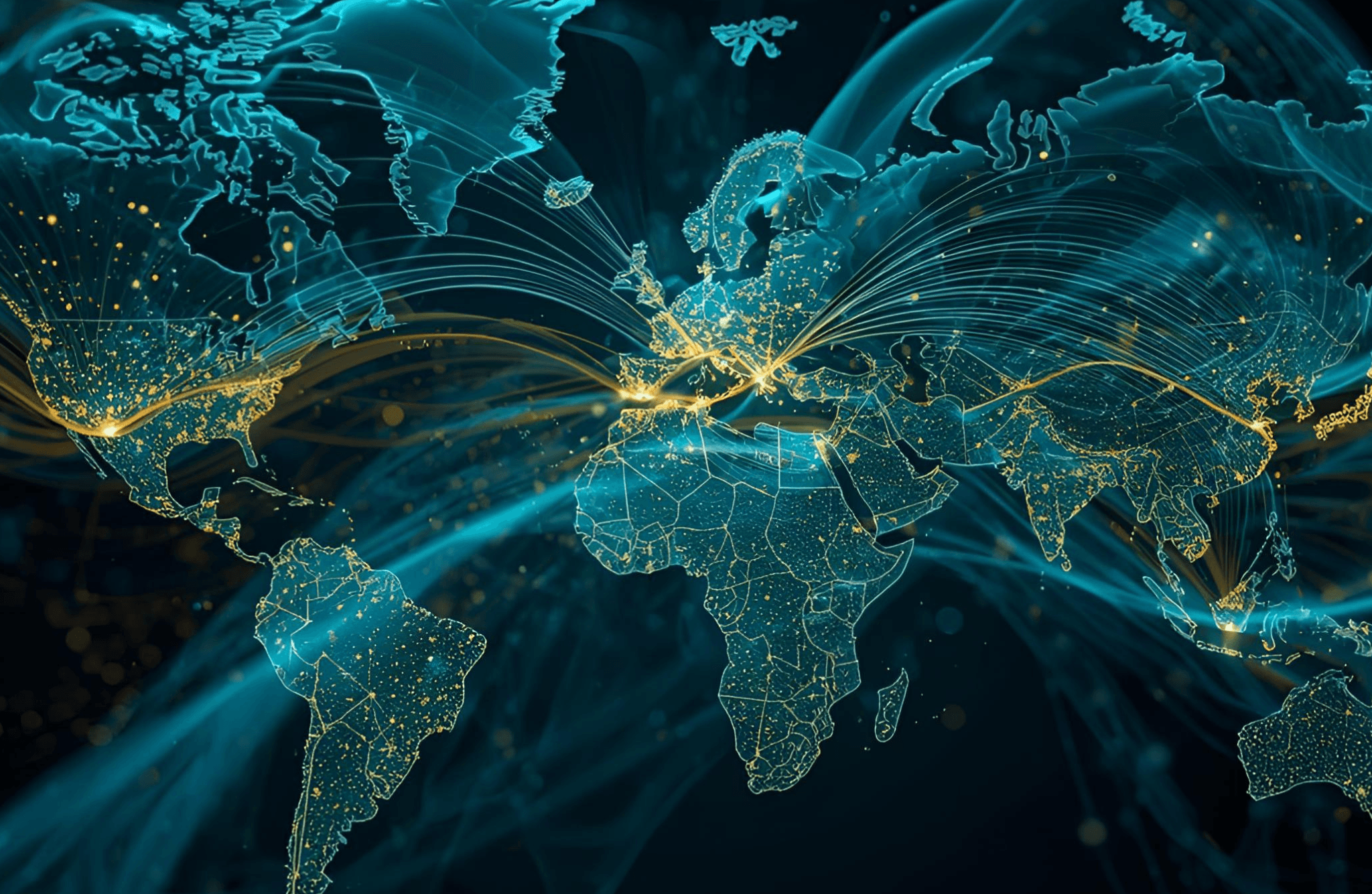 Digital network visualization representing AI and information systems
