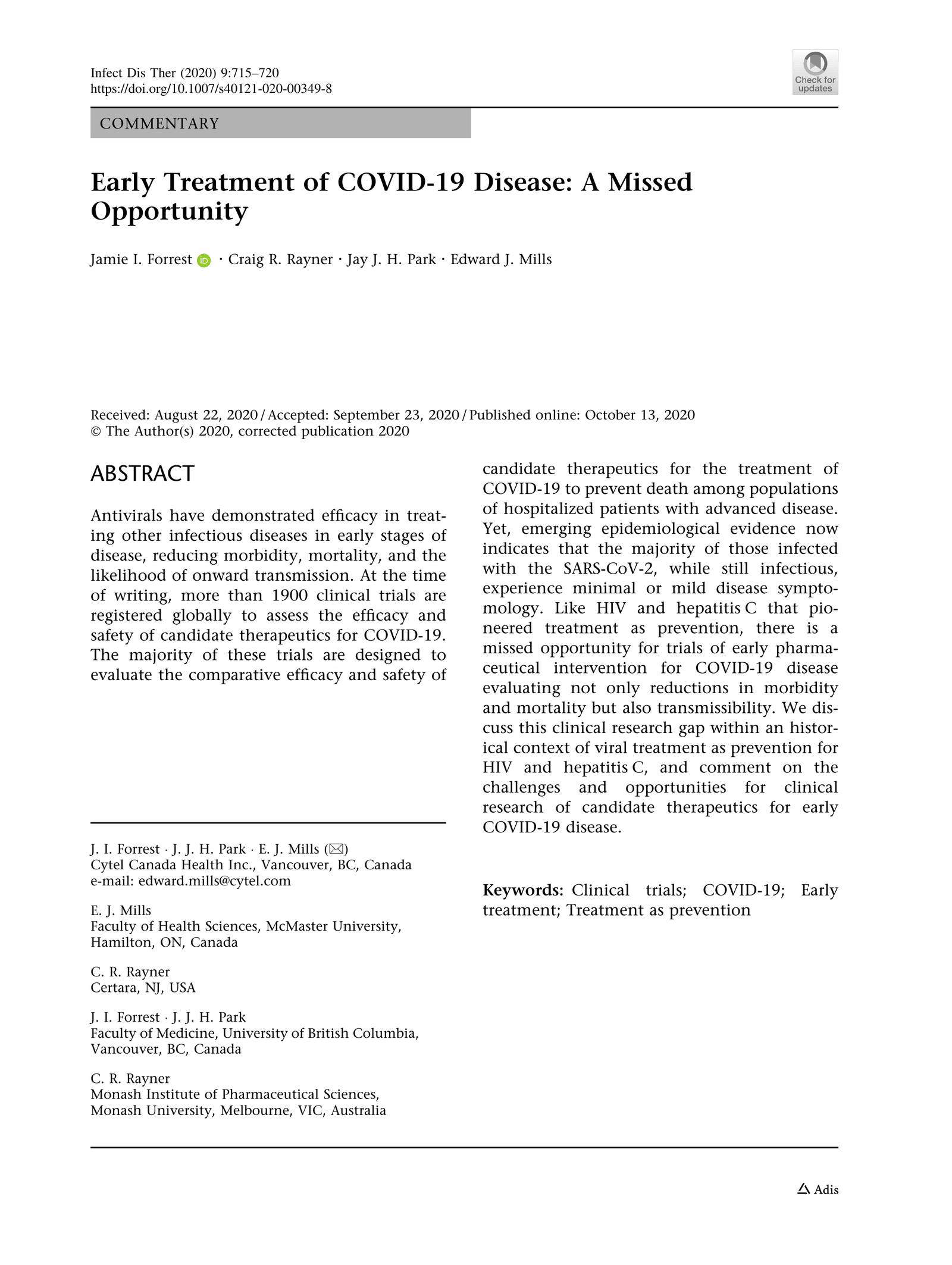 Effect of early treatment with metformin on risk of emergency care and hospitalization among patients with COVID-19: The TOGETHER randomized platform clinical trial