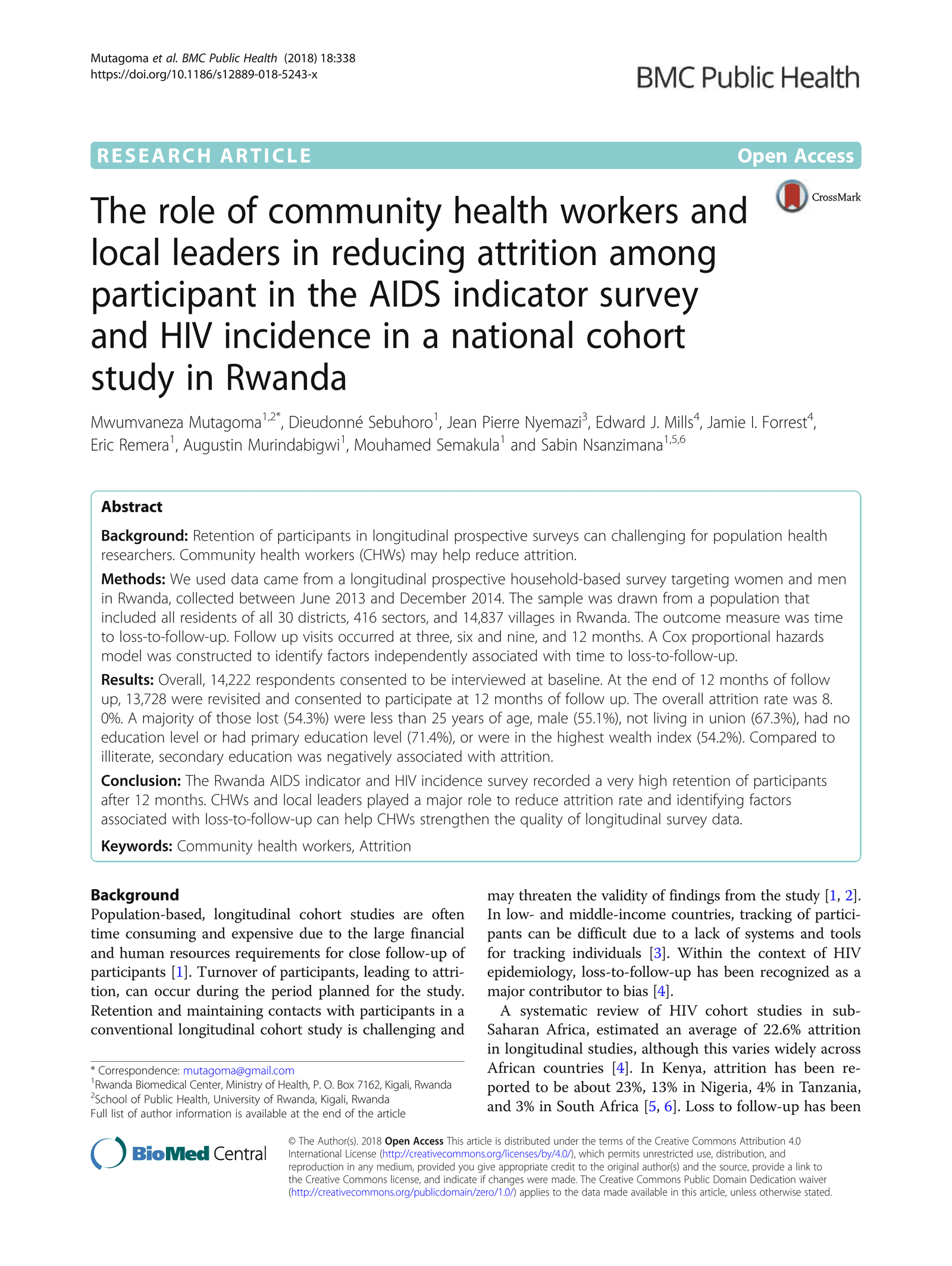 The role of community health workers in HIV treatment outcomes in Rwanda: a systematic review and meta-analysis