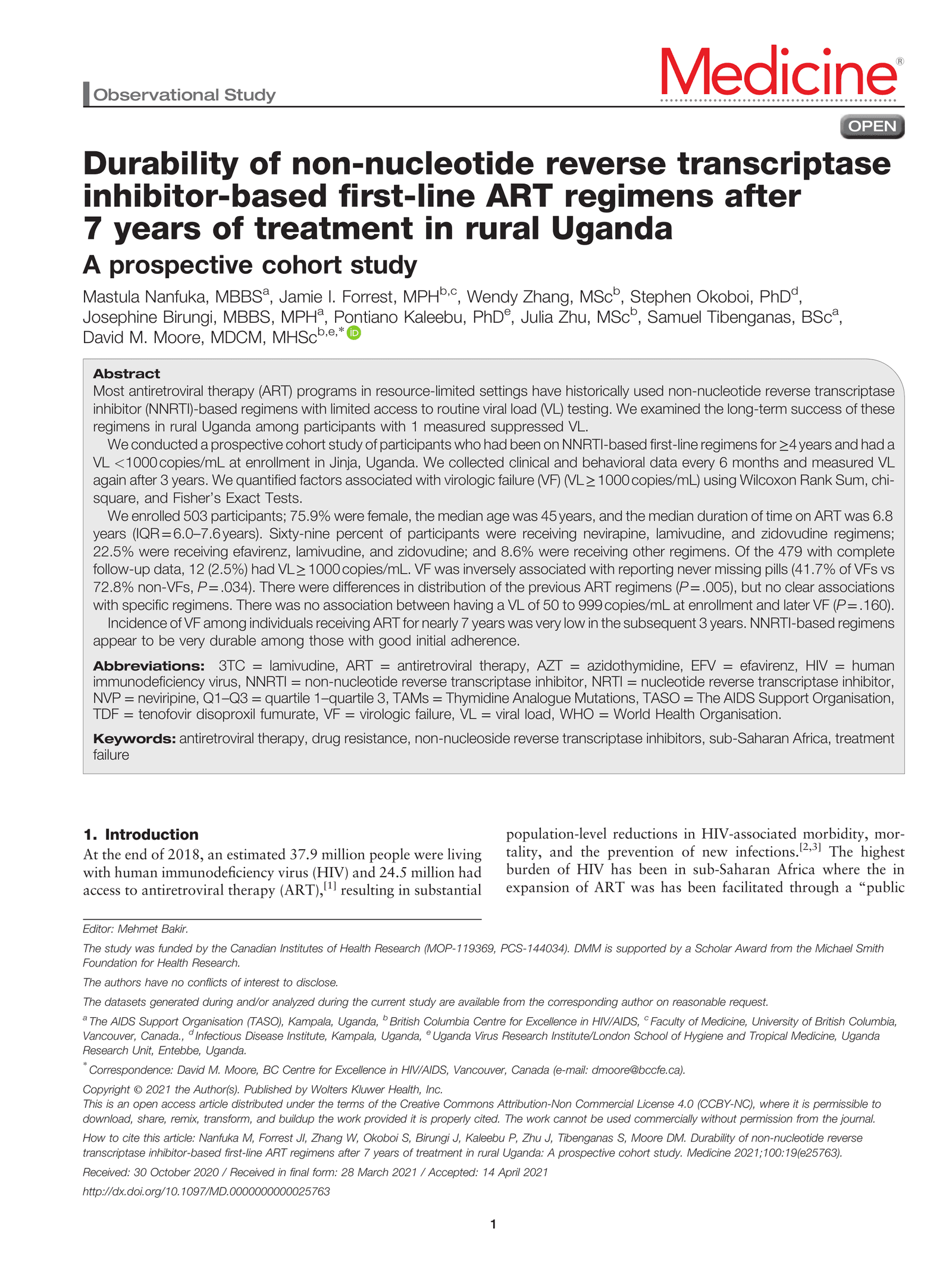 Durability of non-nucleoside reverse-transcriptase inhibitor-based antiretroviral therapy in high-burden HIV countries: a multinational cohort study