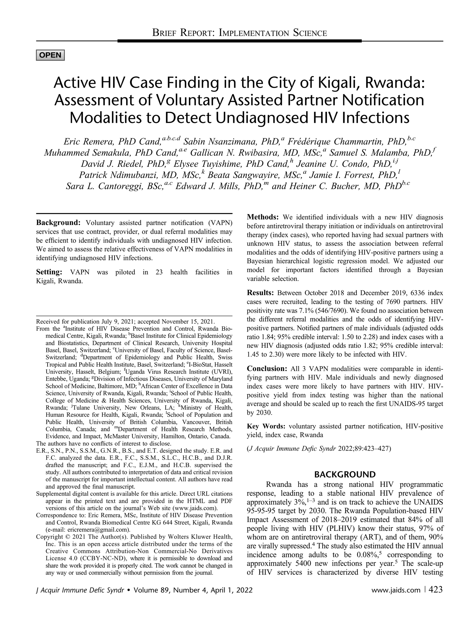 Active case finding for HIV: a systematic review and meta-analysis