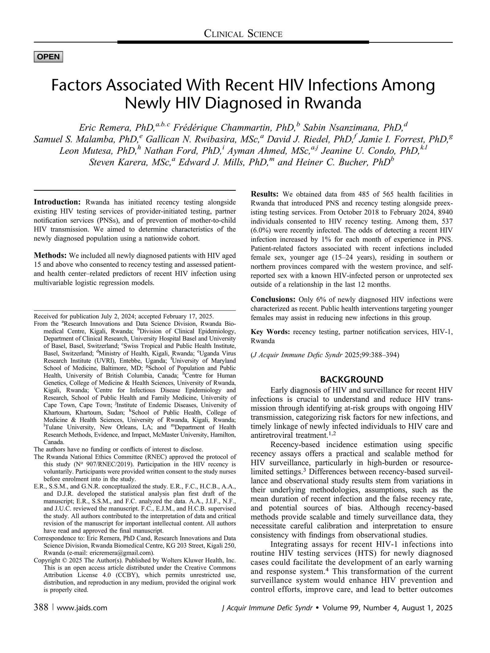 HIV testing and treatment outcomes among key populations in Rwanda: a systematic review